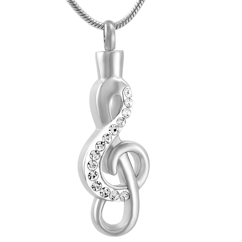 10pcs/lot Elegant Music Note Souvenir Charm Necklace  Stainless Steel Cremation Jelwery for Ashes Keepsake Pendant  Snake Chain