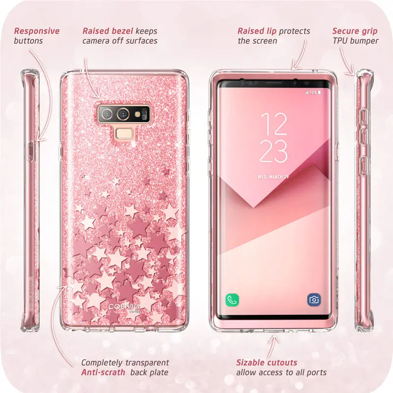 For Samsung Galaxy Note 9 Case i-Blason Cosmo Full-Body Glitter Marble Bumper Protective Cover with Built-in Screen Protector