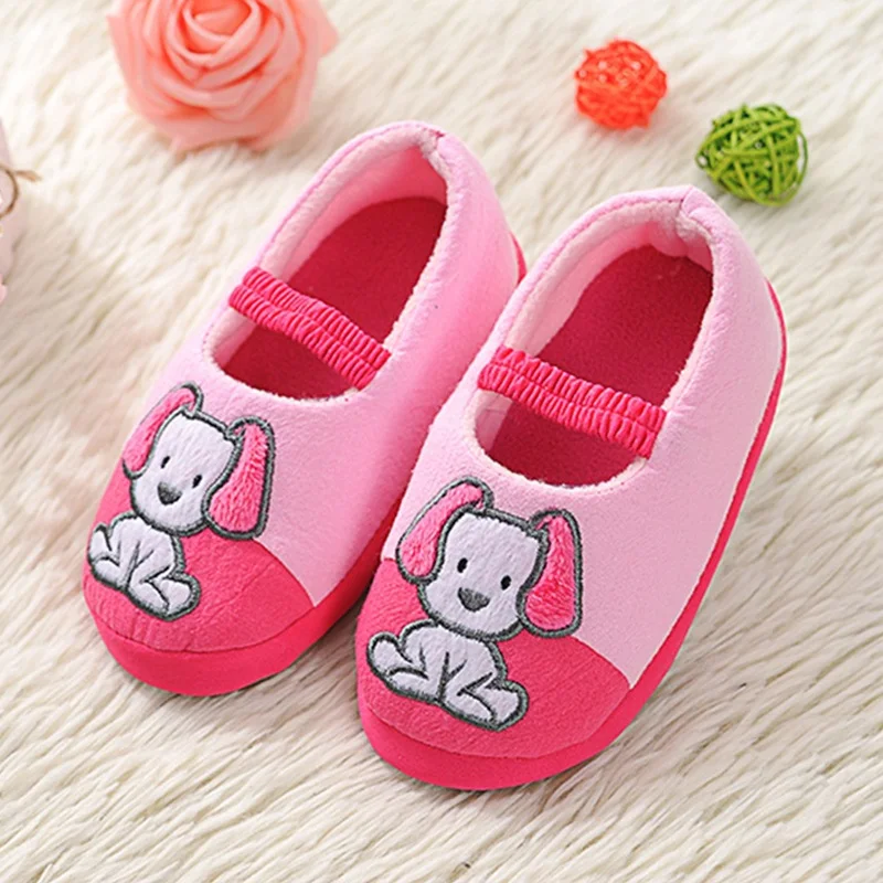 Children Winter Warm Home Slippers 2021 Cartoon Lucky Dog Non-slip Home Shoes Girls Indoor Floor Bedroom Boys House Shoes