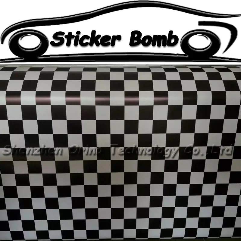 Black&white Checkered Sticker Bomb Vinyl Film Sticker Bombing Graffiti Vinyl Wrap For Car Bike Motorcycle Truck Wrapping Foil