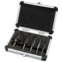 HOEN 5pcs/Set HSS Cobalt Multiple Hole 50 Sizes Step Drill Cone Drill Bits Set with Aluminum Case