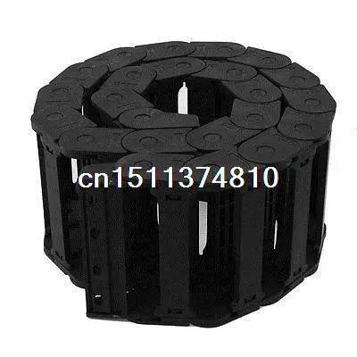 1M 25x38mm Black Plastic Semi Closed Drag Chain Cable Carrier 39.4