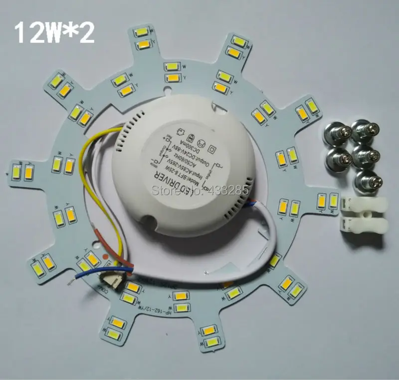 

2014 New Free shipping 1pcs/lot Double color temperature 12w*2 SMD5730 LED Lamp plate dimmable