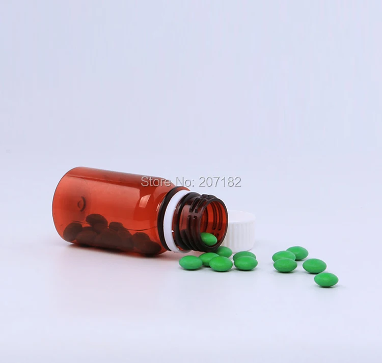 100PCS 150ml Brown Color Plastic PET Bottle With Scale, Packing Sample Bottle, Small Bottle, Liquid Bottles-- Screw Safety Cap