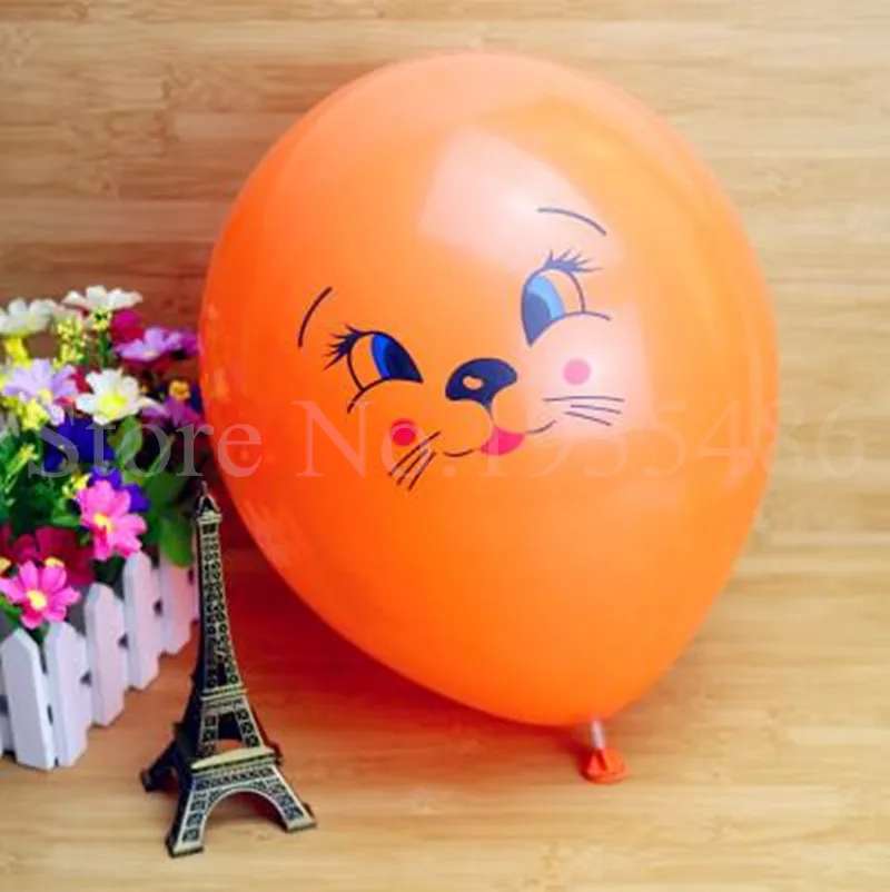 12 inch 2.8 g round balloons of rabbit balloon filled cartoon smiling face expression latex balloon