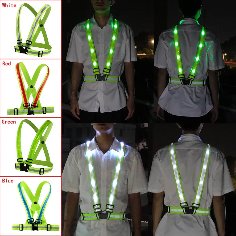 Novelty Running Cycling LED Reflective Belt Vest USB Rechargeable Adjustable Belt Safety Work Light night outdoor activity