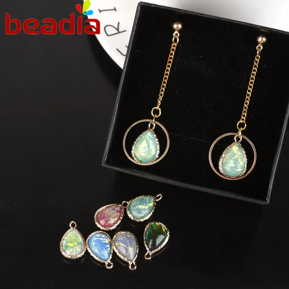 High Quality 2pcs/lot 12*16mm Double Side Water Drop Copper Bound Charms For DIY Jewelry Finding Necklace Birthday Gifts