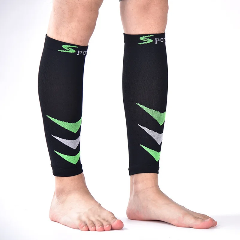 Brothock Men Sports Elastic Socks Leg Sleeves Level II Protection Calf Compression Shin Guard Leggings Basketball Soccer Socks