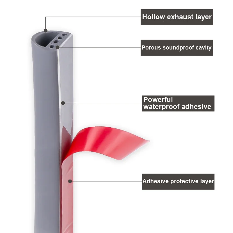 6 Mt/los I-D Typ Silikon Gummi Dicht Streifen Für Tür/Fenster Sound Isolierende Streifen Selbst-klebeband Fenster isolierung Dichtung – Detail 4