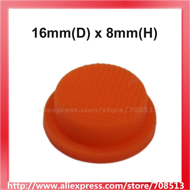 16mm(D) x 8mm(H) Silicone Tailcaps - Orange (10 pcs)