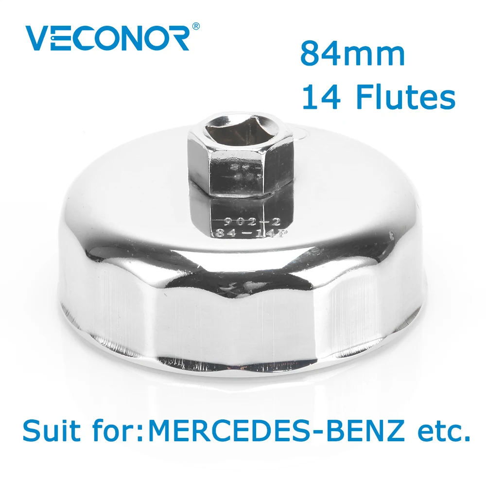 Veconor Quadrado Dr. Aço 84 mm Chave de Filtro de Óleo Tampa Ferramenta Removedor 14 Flautas Universal para Mercedes-benz
