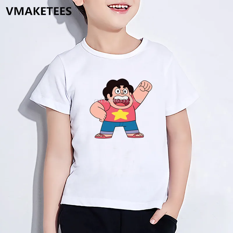 Kids Summer Girls & Boys T shirt Children Cartoon Steven Universe Print T-shirt Funny Steven Pattern Baby Clothes,HKP5054