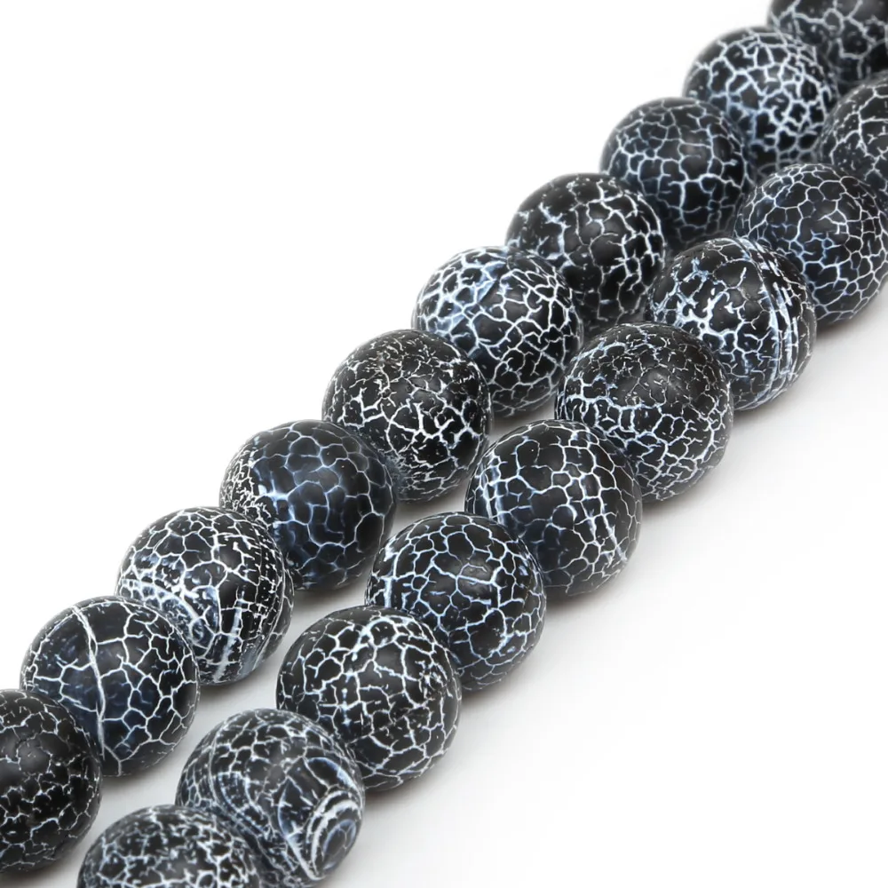 6/8/10/14 مللي متر 1 Str العقيق الطبيعي الخرز المستديرة حجر متصدع الخرز فضفاض الكلاسيكية DIY بها بنفسك أقراط القلائد صنع المجوهرات الديكور #2