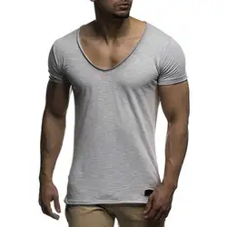 New arrival głębokie V neck z krótkim rękawem mężczyzna t koszula slim dopasowany t-shirt mężczyźni cienki top tee w stylu casual, letnia tshirt camisetas hombre MY070