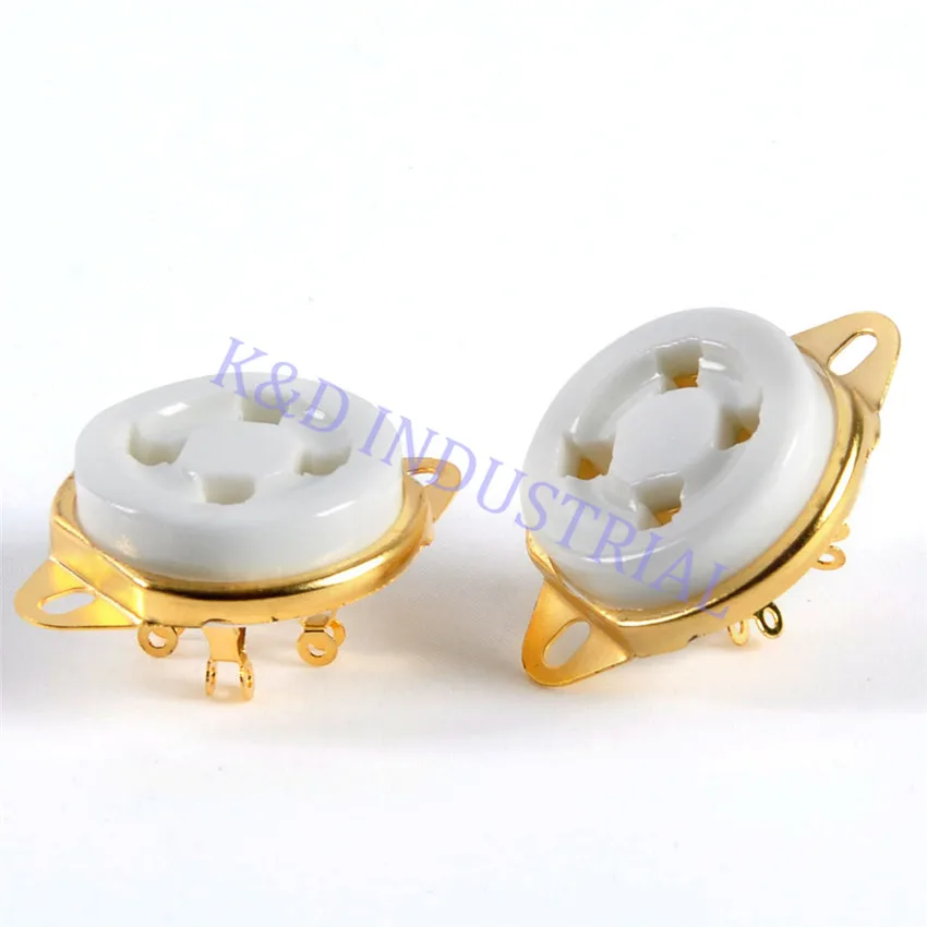 

2Pcs Gold Plate 4Pin Ceramic Tube Sockets Valve 2A3 300B 71 80 6A3 UX4 Base For Guitar Amp Parts DIY