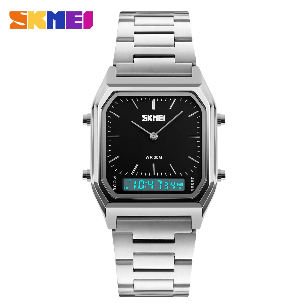 

SKMEI Luxury Fashion Casual Quartz Watch Waterproof Stainless Steel Band Analog Digital Sports Watches Men relogio masculino