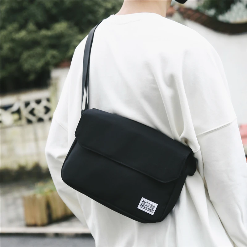 hot's Tide Canvas Postman Bag Japanese Department Simple Retro Wide Shoulder Messenger Bag Female Arts Students Shoulder Bag