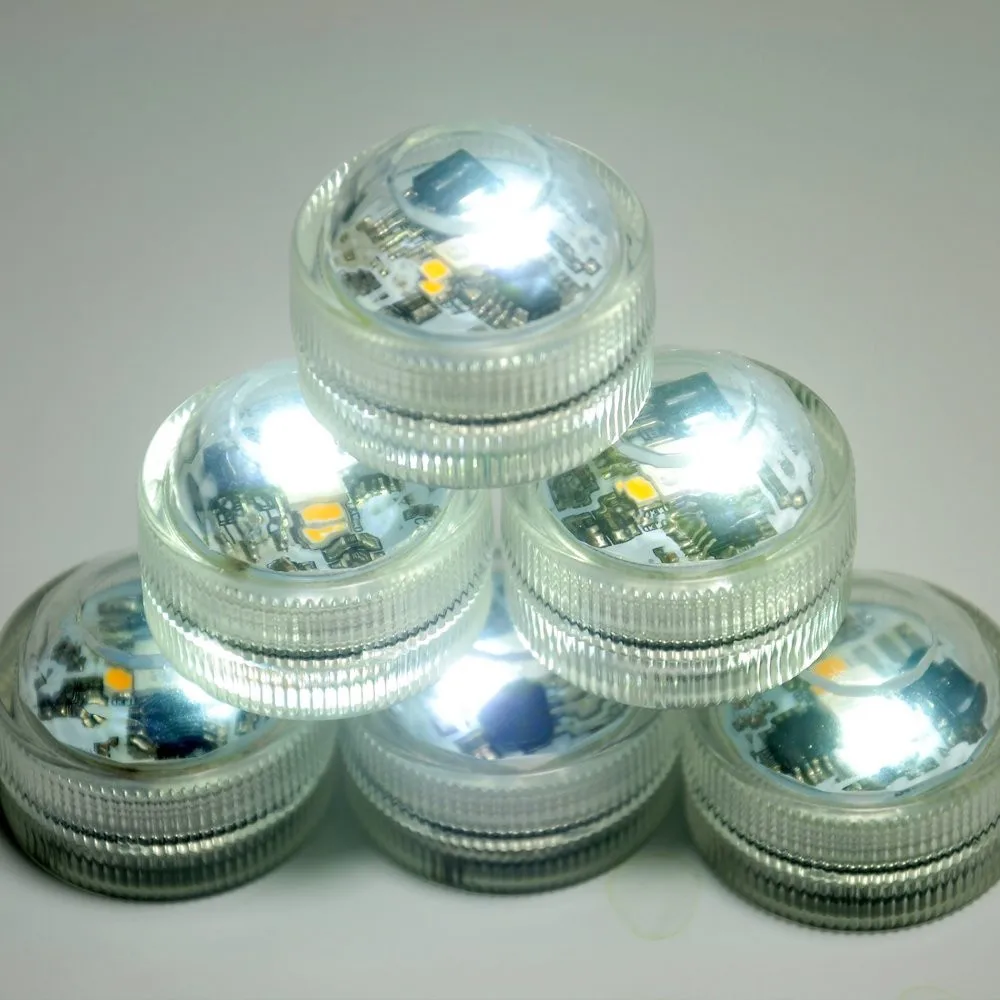 Kitosun White,Warm White&RGB LED Diamond Shape CR2032 Battery Waterproof Mini LED Light Submersible Floralytes for Wedding Decor