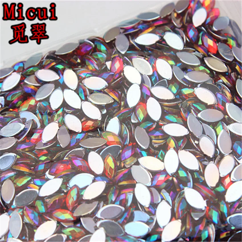 Micui 1000 PZ 3*6mm Cavallo Occhio di Cristallo Flatback Acrilico Strass Colla Su Strass Cristalli Pietre Non Hotfix Gemme ZZ611