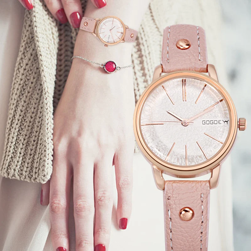 

Gogoey Luxury Rose Gold Women's Watches Leather Band Watch Women Watches Fashion Ladies Watch Clock montre femme reloj mujer