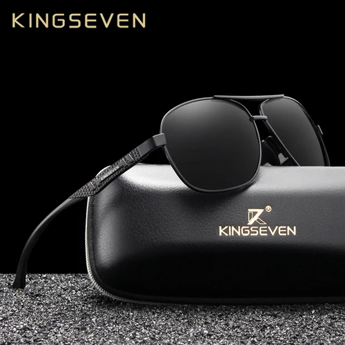 Imagen 2 del producto KINGSEVEN 2024 marca hombres gafas de sol de aluminio polarizadas UV400 espejo masculino gafas de protección ocular mujeres hombres gafas de sol