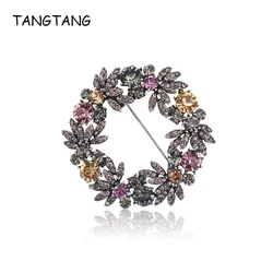 TANGTANG Vòng Hoa Thổ Cẩm Dành Cho Người Phụ Nữ Hoa Vòng Hoa Cài Áo Cổ Mạ Bạc Thanh Lịch Tinh Chỉnh Khăn Kẹp Chân Trang Sức BH8457