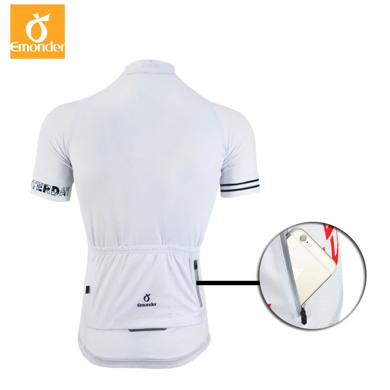 Mens Cycling Jersey Short Sleeve Quick-drying Mesh Breathable Bike Bicycle Shirt White Climber Cycling Clothing Emonder