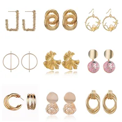 Geometric Statement Earrings Big Earrings For Women Gold Color Personality Stud Earrings Modern Jewelry brincos Unusual earrings