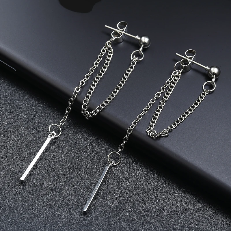 2024 Personality Metal Chain Drop Earrings for Women Vintage Long Tassel Dangle Earrings Korean Fashion Jewelry Accessories