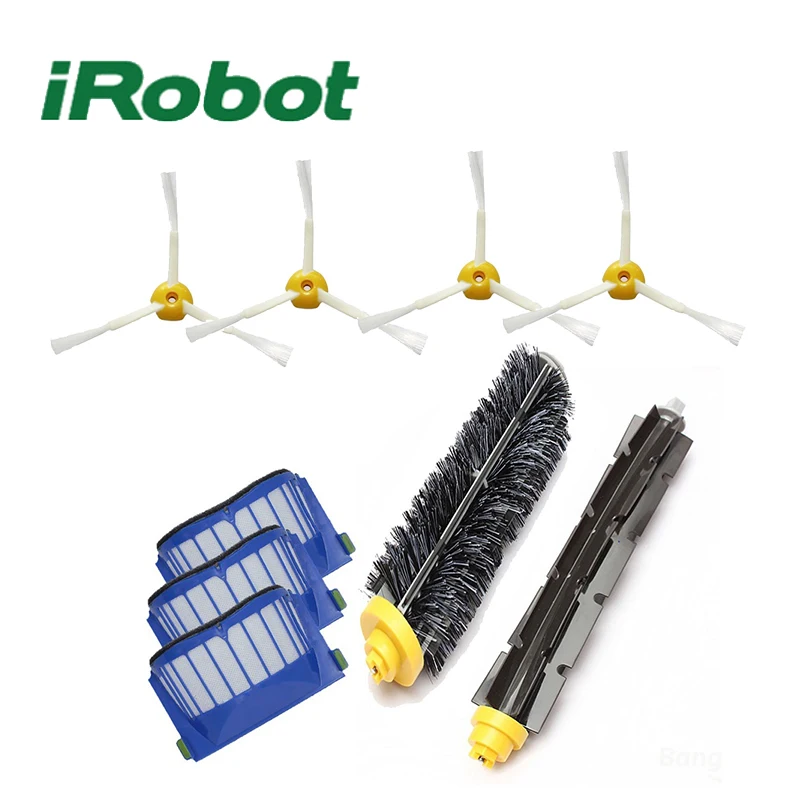 9Pcs/lot AeroVac Filter Side Brush Bristle Flexible Beater Brush for iRobot Roomba 600 610 620 625 630 650 660