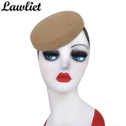 Lawliet Circle Women Headpiece Wool Felt Hats Pillbox Hats Fascinator for Womens Millinery Supply Hat Base Cocktail Hats