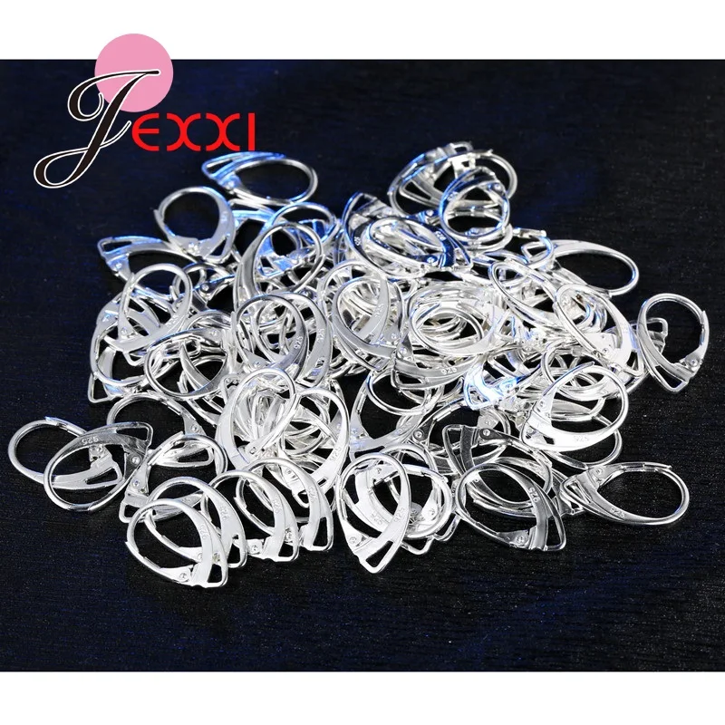 Wholesale 50Pairs DIY Making Jewelry Earring Hook Findings 925 Sterling Silver Accessory Part Components Brass Lever