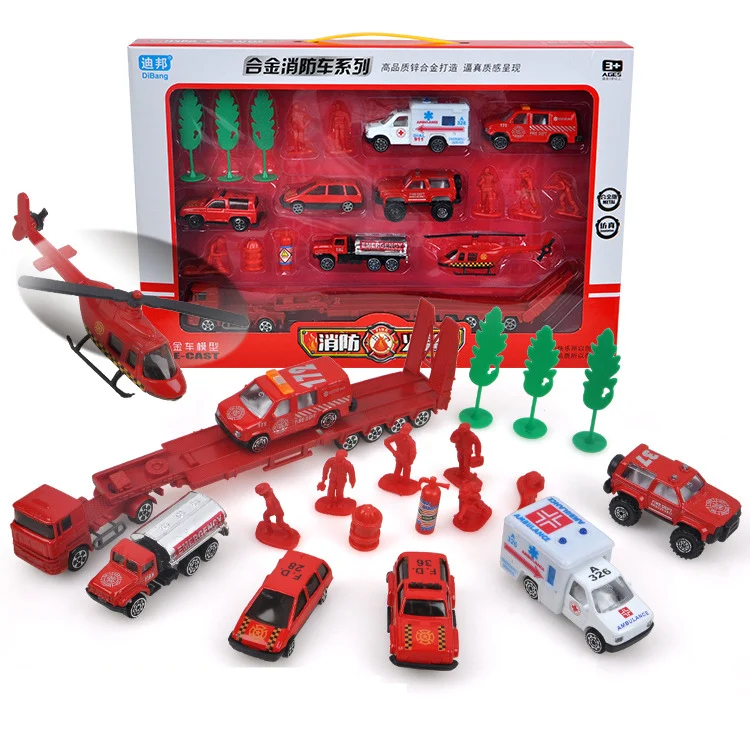 Children Alloy ABS Military Scene Model Simulation Vehicle Military Set Diecasting Birthday Gift Toy for Police Fire Engineering