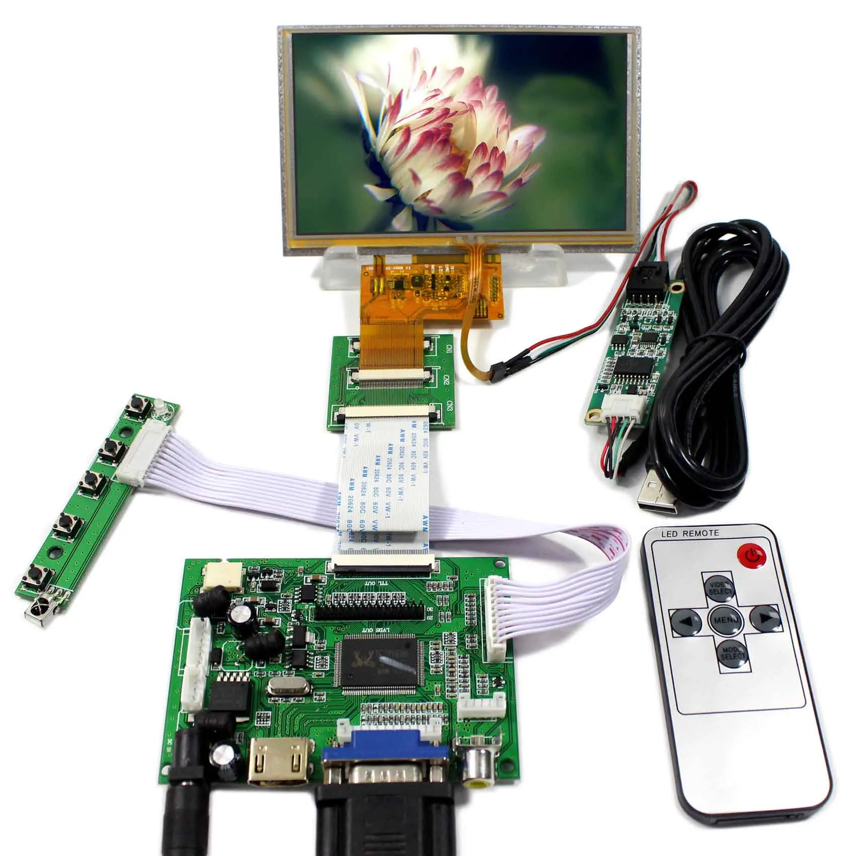 

VSDISPLAY 5.0 inch 800x480 AT050TN43 Replacement LCD 5" TFT-LCD Touch Panel with HD-MI VGA AV LCD Driver Board