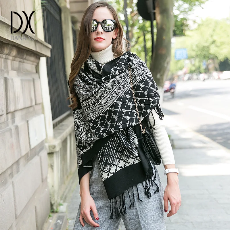 Winter luxury Brand Plaid Cashmere Women Oversized Blanket Scarf Wrap Warm Wool Scarf Women Pashmina Shawls and Scarves 2017