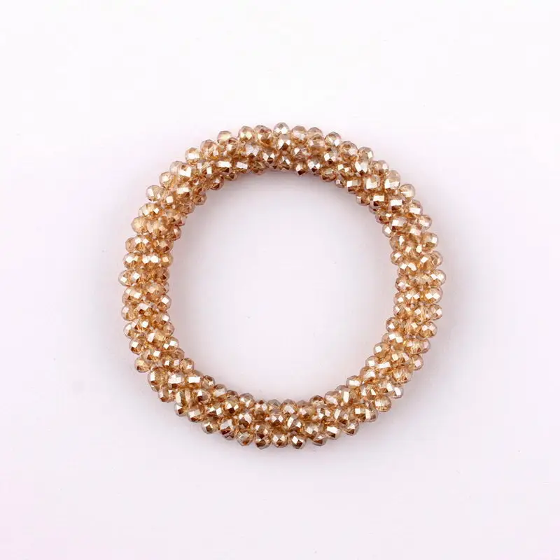 2020 New Spiral Thick Faceted Beaded Bracelets & Bangles Women Fashion Weave Glass Bead Stretch Bangles Jewelry Wholesale