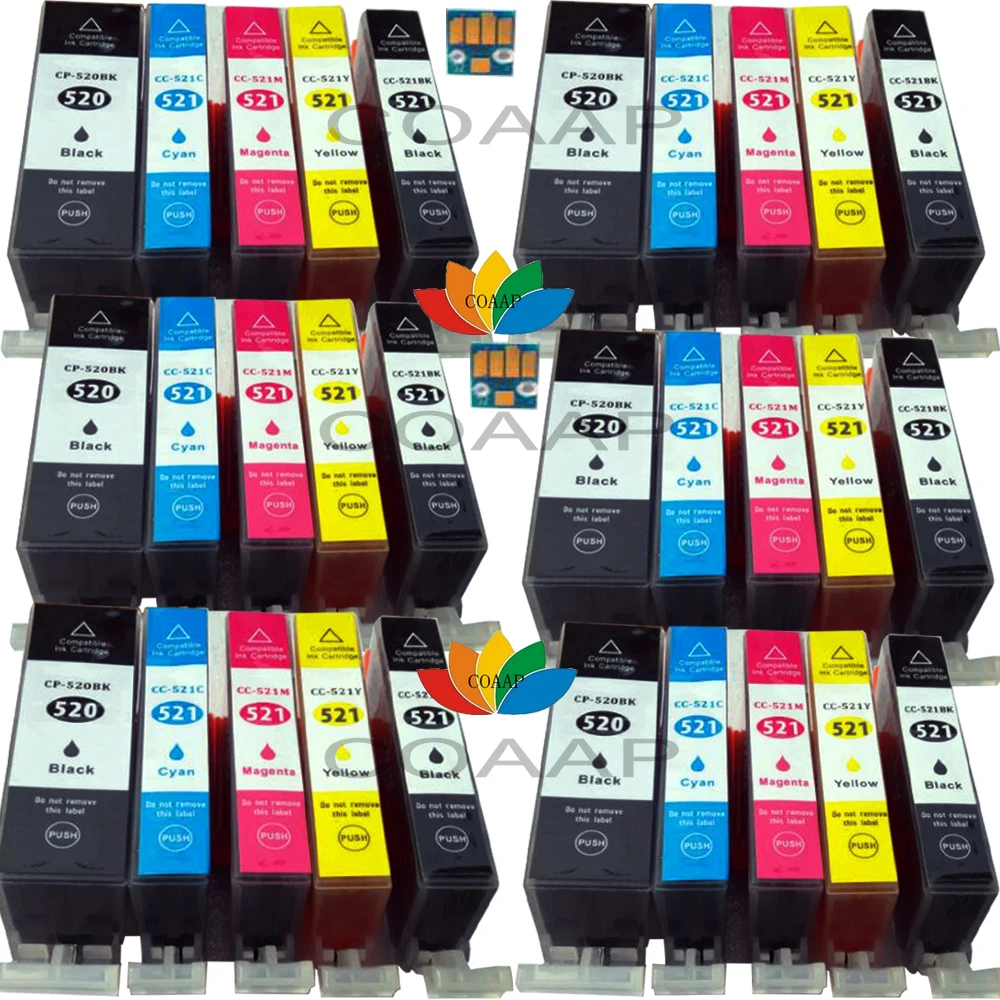 30x COMPATIBLE CANON 520 521 PGI520 CLI521 INK CARTRIDGE with CHIP FOR PIXMA MP540 MP550 MP560 MP620 MP630 M980 M990 MX860 MX870