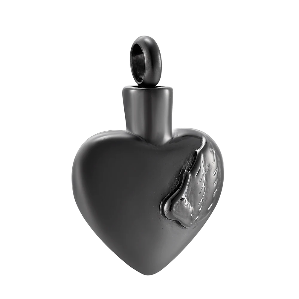 CMJ9917 Feather Heart Cremation Memorial Jewelry Fashion Stainless Steel Ashes  Keepsake Necklace  Heart Charms Locket