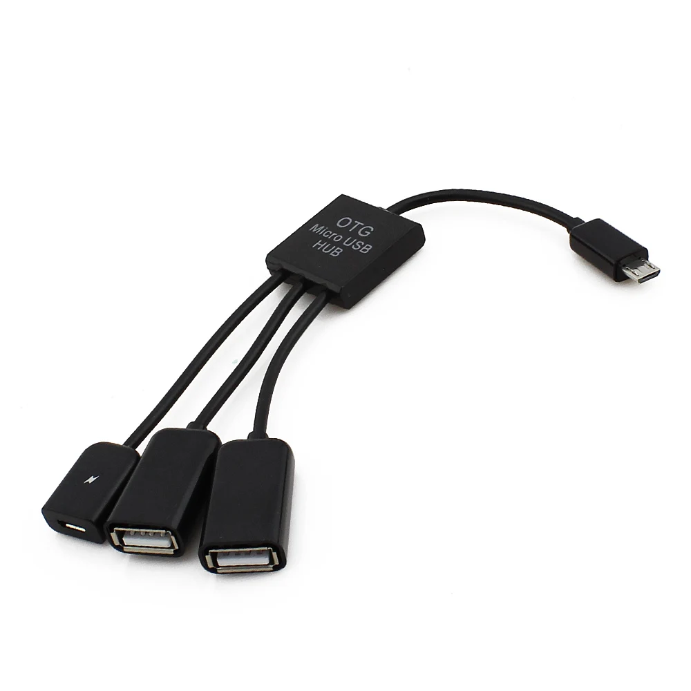 Micro USB OTG Hub Male to Female Double  3 Ports USB 2.0 Host Splitter Adapter USB Cable Converter Extender For Android Phone image 2