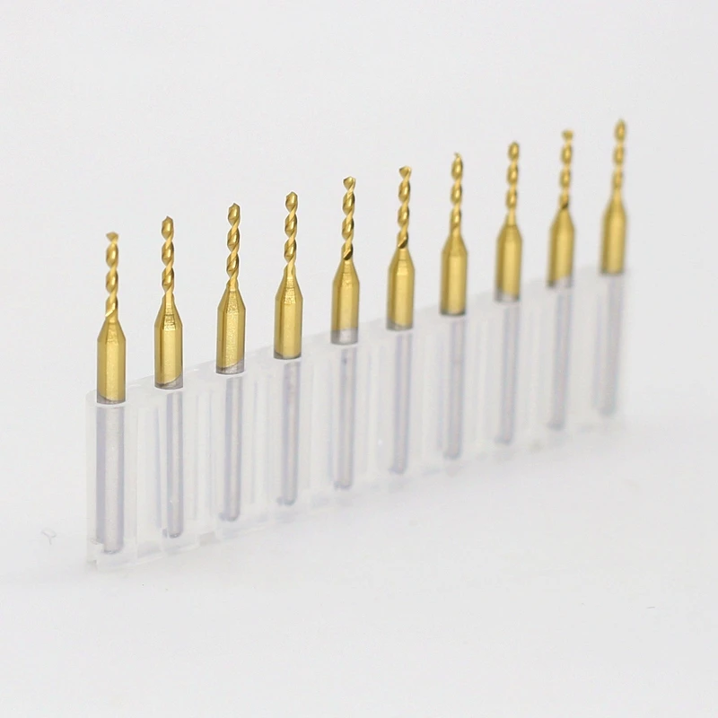 0.2-1.1mm Titanium Coated Carbide PCB Drill 10PCS Metal Drill Dremel Drill CNC Router Woodworking Machine Tool Accessori