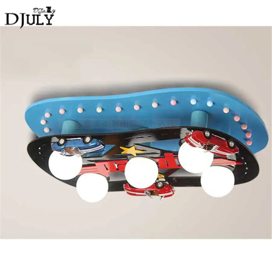 children bedroom Racing track car wood ceiling lamp kids study led luminaire creative nursery living room indoor light fixtures