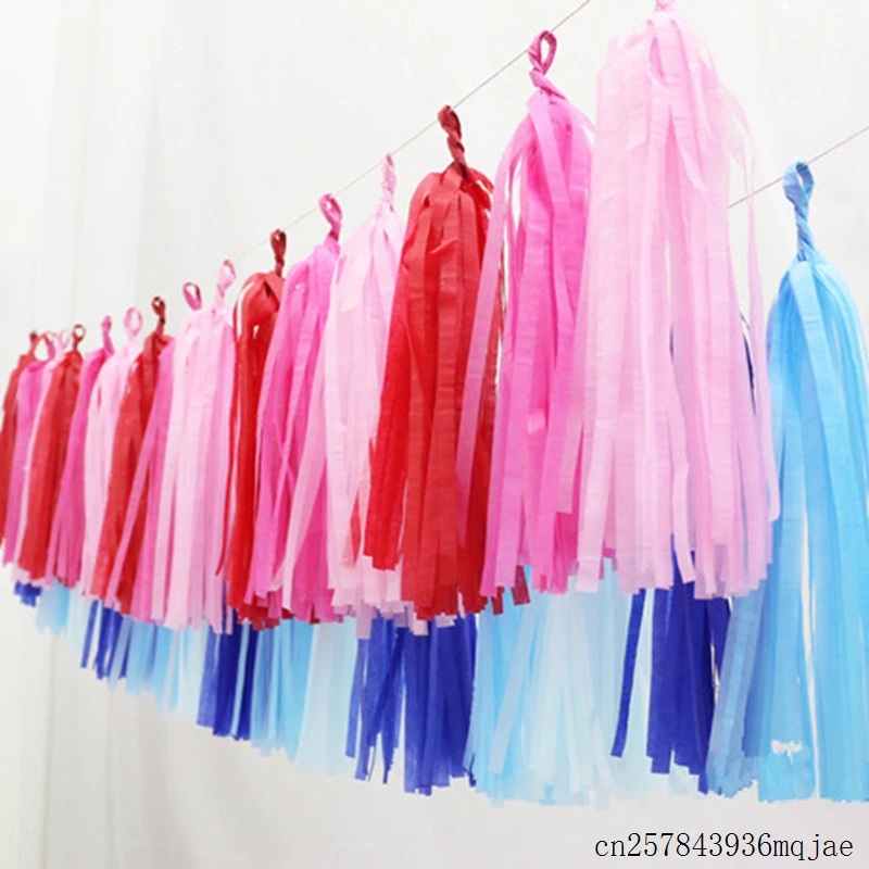 

500Sets Tissue Paper Tassels Garland Party Tassels Backdrop Chair DIY Wedding Table Decoration 12*35cm