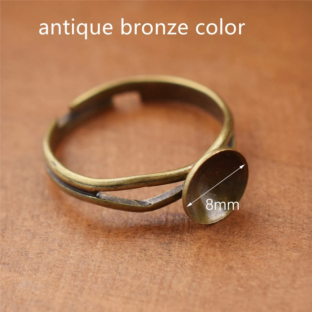 10pieces Adjustable 8mm Copper Ring Setting Base Jewelry Findings Accessries Charms