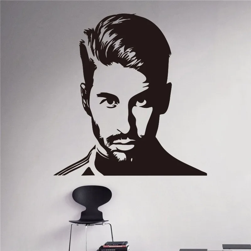 New Home Decor Sports football wall stickers PVC Vinyl Removable Mural Football Sergio Ramos image