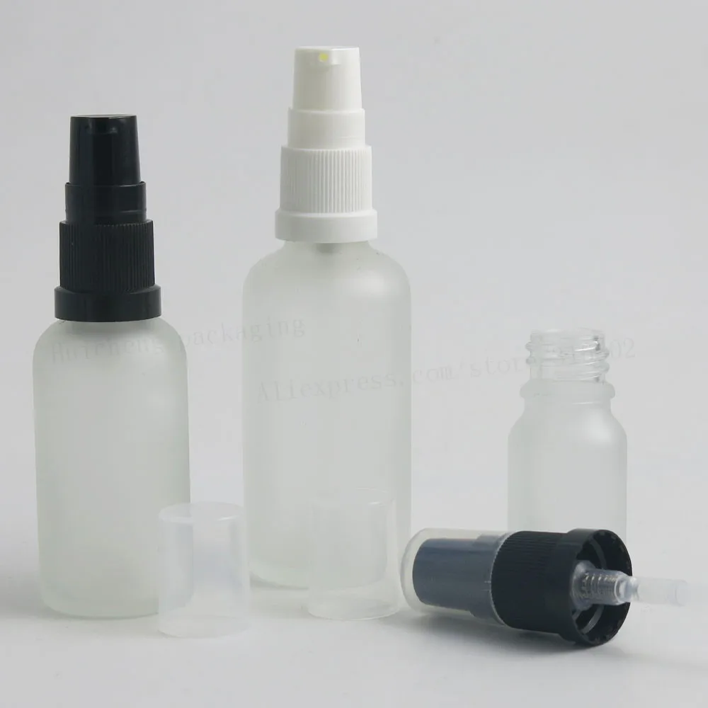 200 x Travel Frost Treatment Pump Glass Bottle Cream Cosmetic Container with Pump 1/6oz 1/3oz 1/2oz 2/3oz 1oz 50ml 100ml