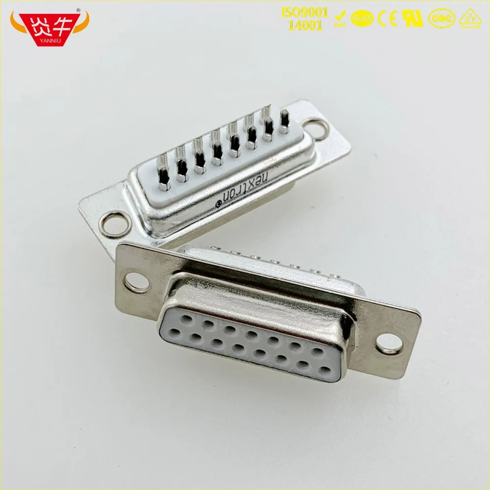 50Pcs DB15 DB-15P FEMALE RS232 WITH SOCKET 15PIN PCB CONNECTOR D-SUB SERIES CONNECTOR CONTACT PART OF THE GOLD-PLATED YANNIU