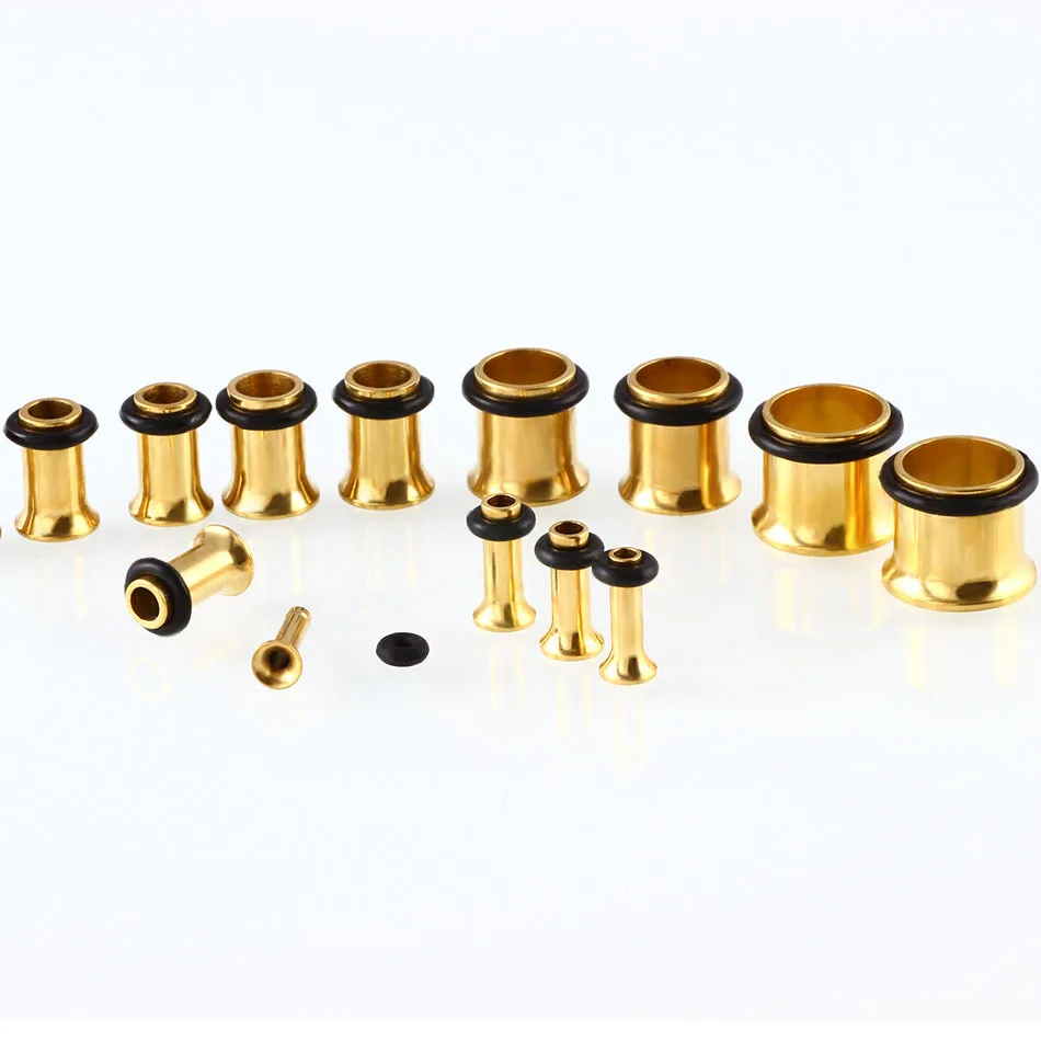 2pcs/lot Surgical Steel Earrings Ear Stretcher Expander with O-Ring 2-25 MM Ear Stretching Plug Tunnel Jewelry Eyelets Gauge Kit