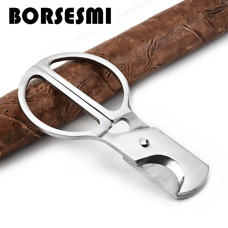 

Hot sale handheld portable metal cigar cutter knives smoking accessories sharp stainless steel cigar scissors