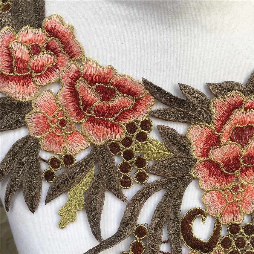 1pc gold lace collar beautiful flowers Venetian lace decorative decoration, lace fabric sewing accessories