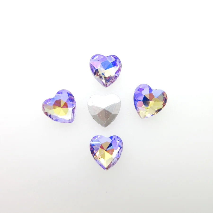 AB colors 8mm 10mm 12mm 14mm 16mm 18mm 27mm heart shape glitter glass Crystal glue on rhinestones crafts diy colorful decoration